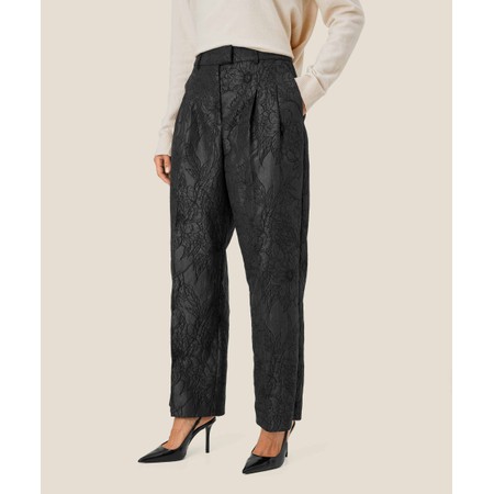 Masai Clothing MaPerlias Floral Jacquard Trouser - Black