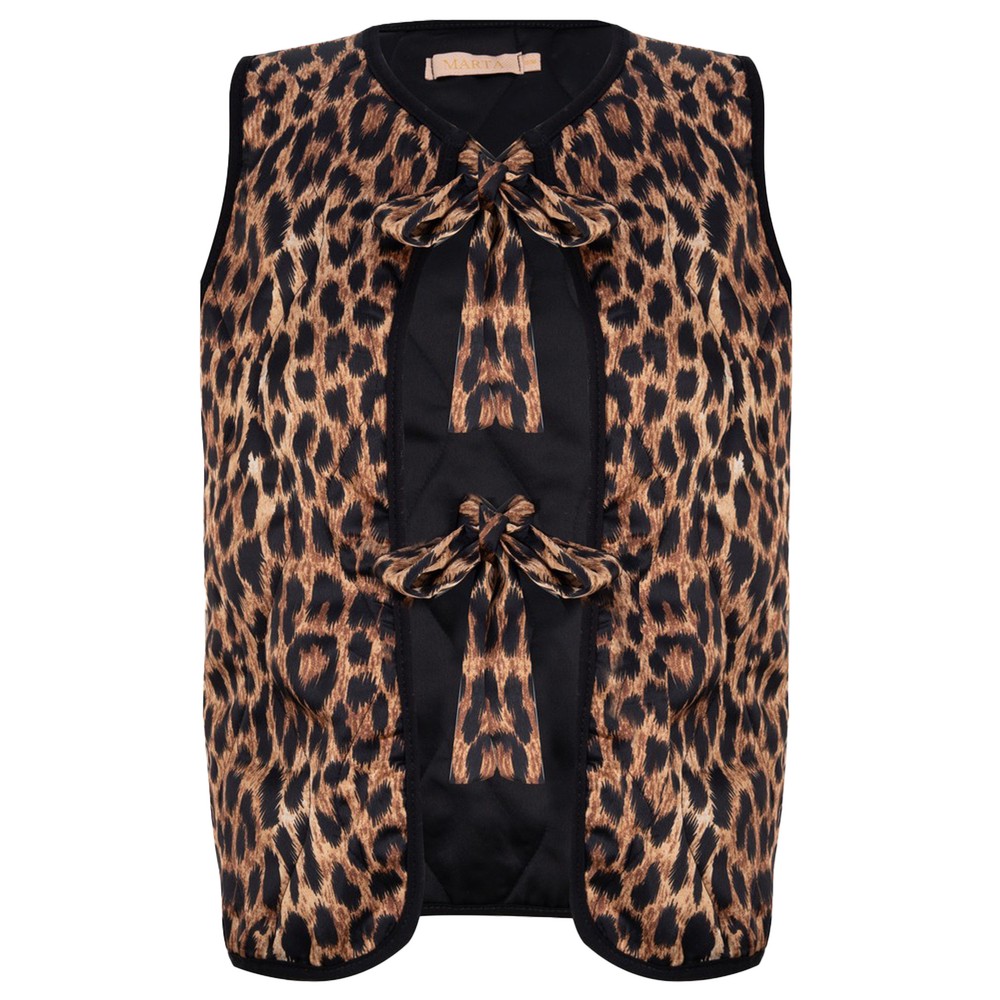 Marta Du Chateau Mona Leopard Print Tie Front Gilet Leopard