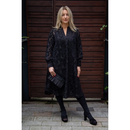 Masai Clothing MaOberon Black Floral Jacquard Sheer Dress - Black