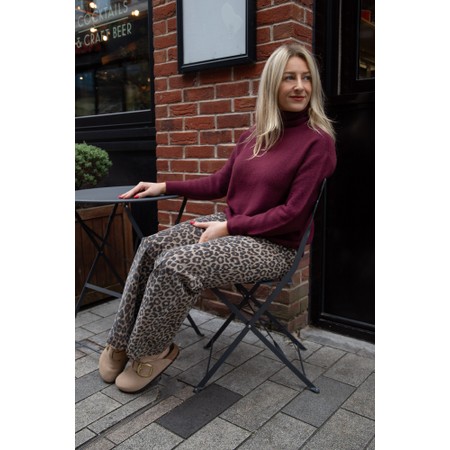 Marta Du Chateau Betsy Leopard Print Wide Jean - Beige