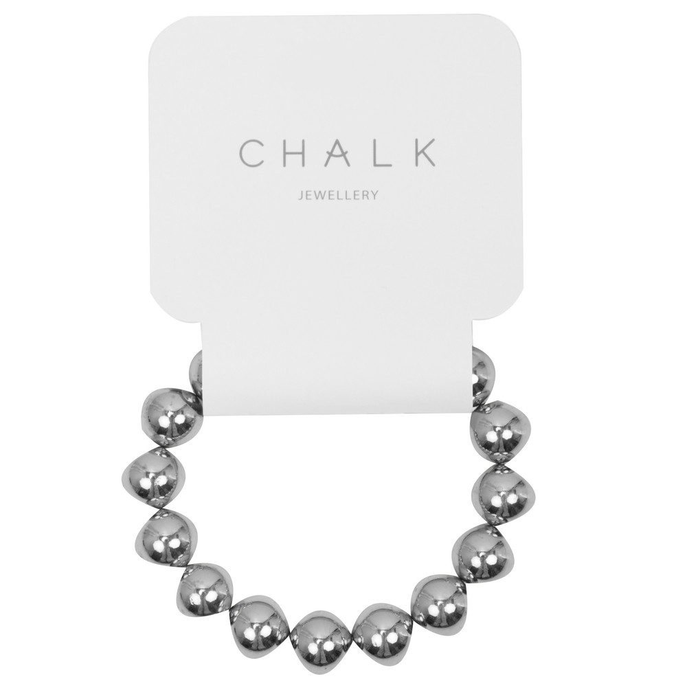 Chalk Silver Beaded Bracelet Silver