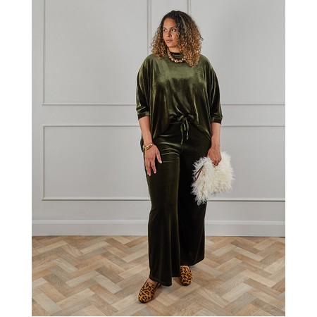 Chalk Erin Pine Green Relaxed Velour Top - Green