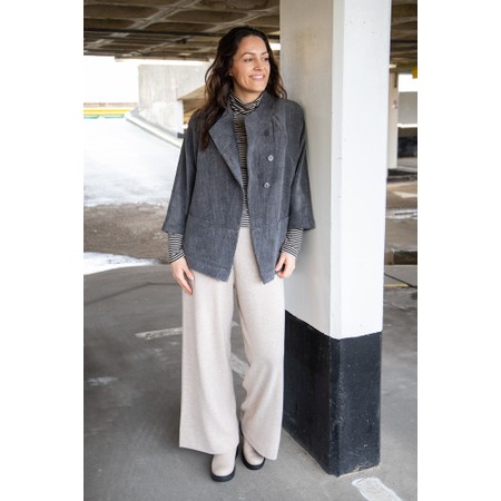 NOEN Soft Corduroy Charcoal Asymmetric Collar Jacket - Grey