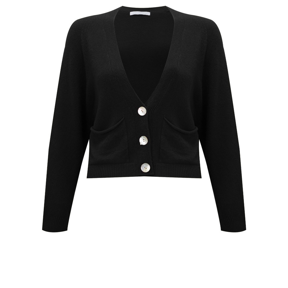 Amazing Woman Pookie Black Cropped Supersoft Knit Cardigan Black 