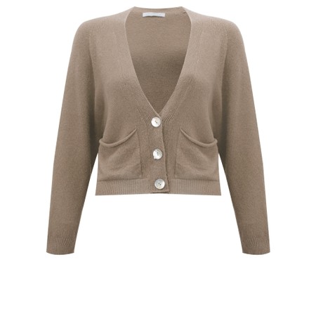 Amazing Woman Pookie Smoke Cropped Supersoft Knit Cardigan - Beige