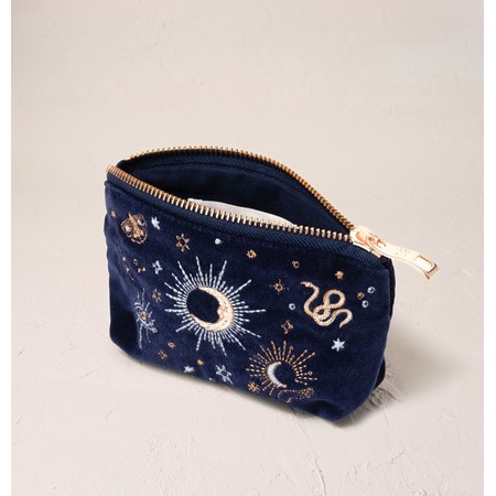 Elizabeth Scarlett Boho Mysticism Navy Velvet Purse - Blue