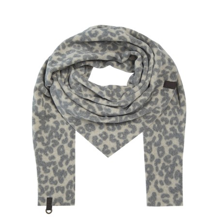 Henriette Steffensen Recycled Fleece Leopard Triangle Scarf - Beige