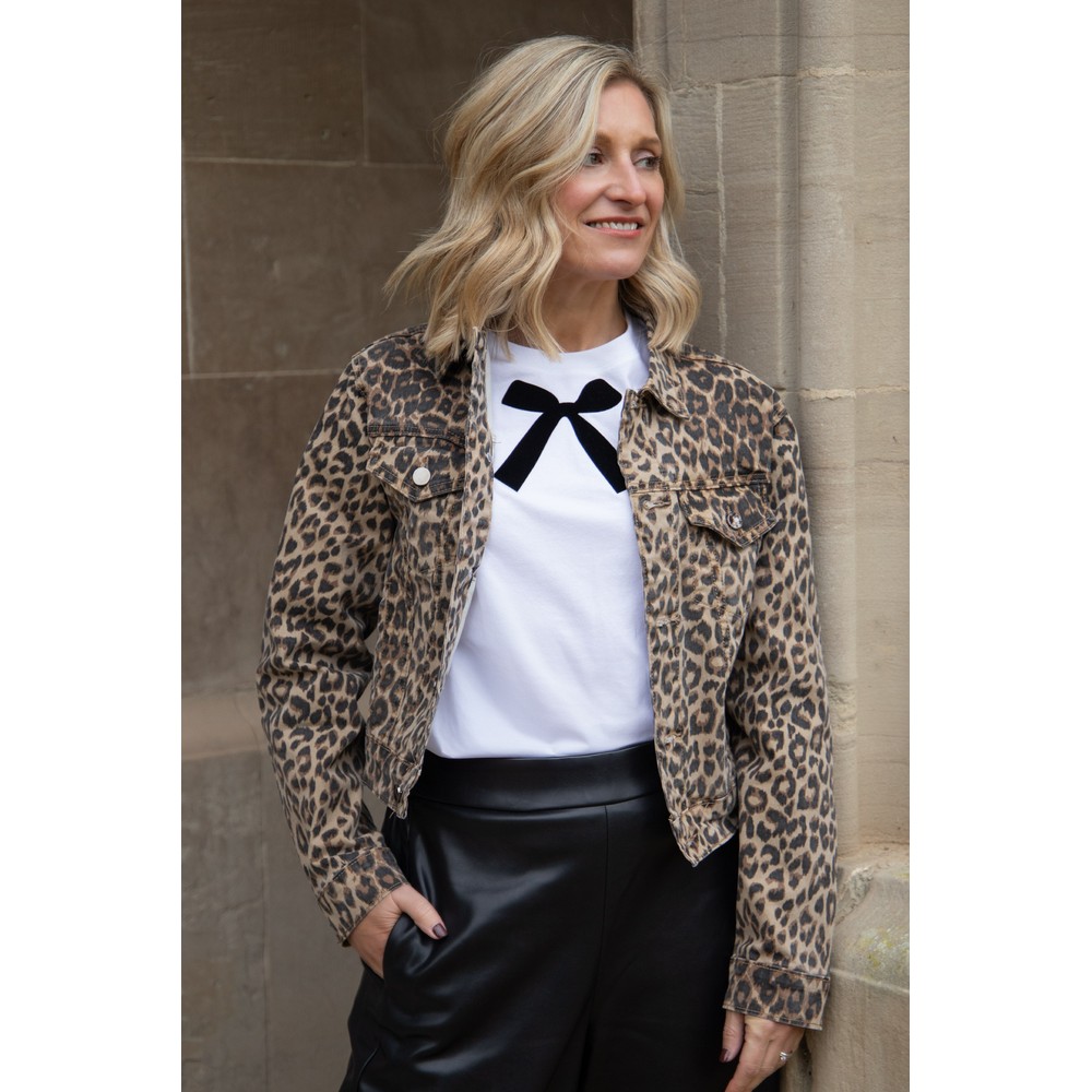 Marta Du Chateau Adna Fitted Boxy Leopard Print Jacket Leopard