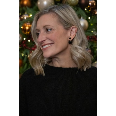 Chalk Double Ball Black Earrings - Black
