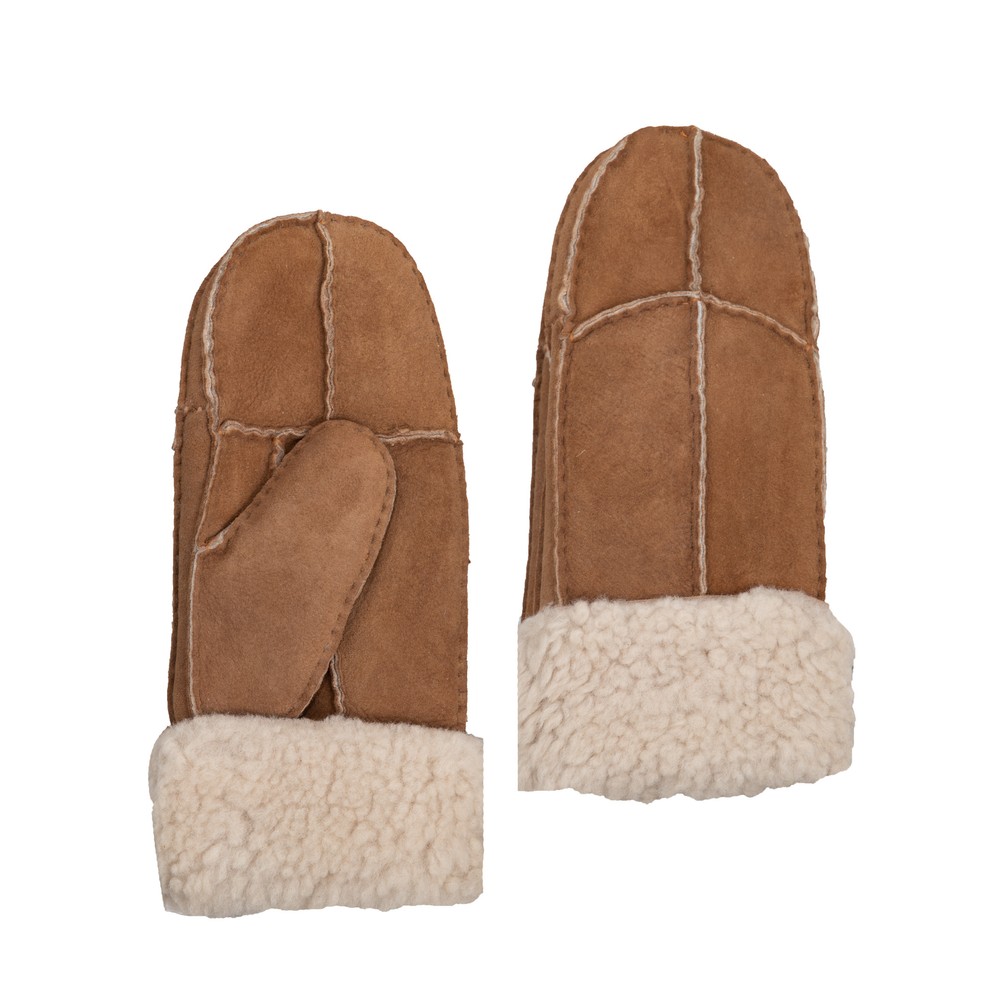 Ashwood Exposed Seam Tan Sheepskin Mittens Tan