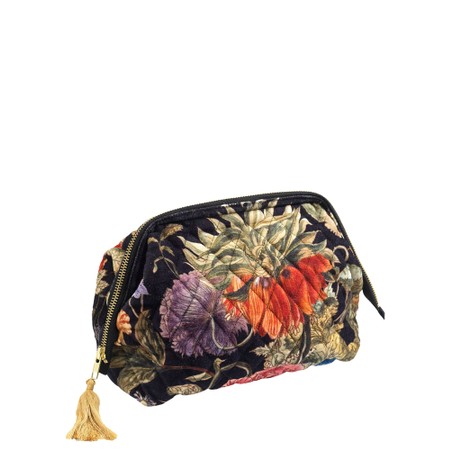 One Hundred Stars Organic Cotton Velvet Primula Black Pouch - Black