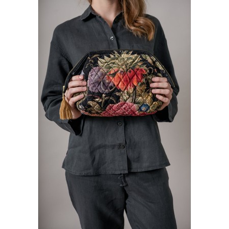 One Hundred Stars Organic Cotton Velvet Primula Black Pouch - Black