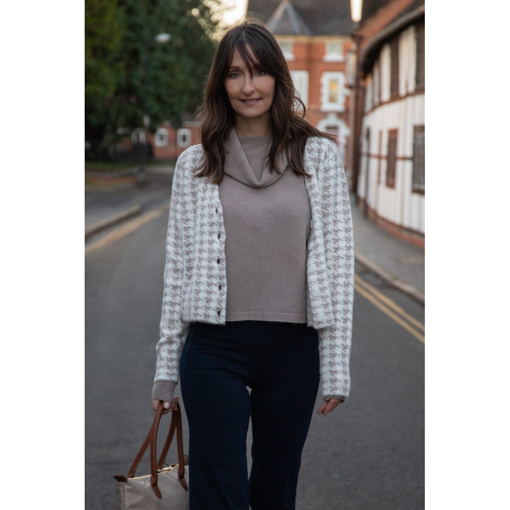 Foil Unleashed Oat Dogtooth Boxy Cardigan Oat / Vanilla