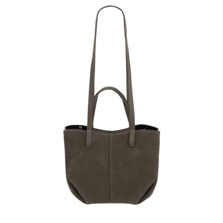 Gemini Label Bags Claudia Dark Taupe Suede Tote Handbag - Beige