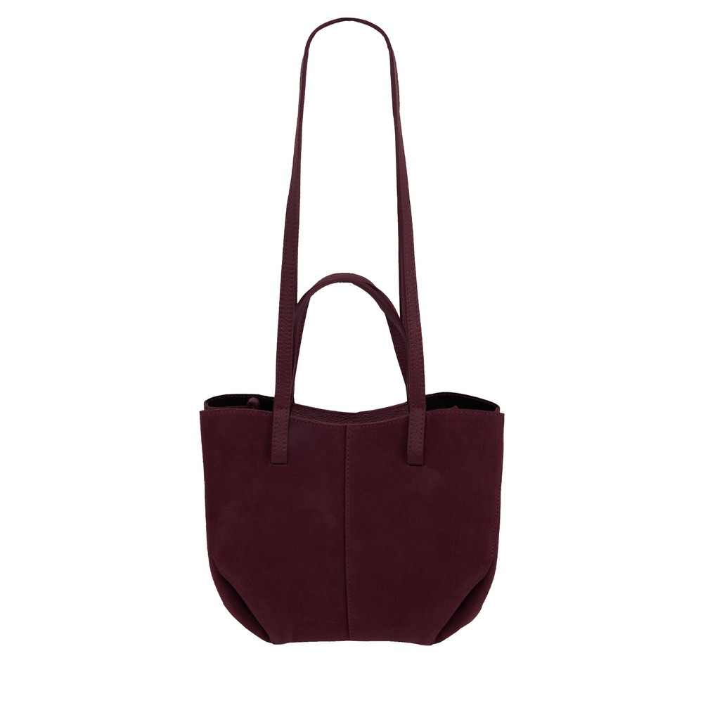 Gemini Label Bags Claudia Plum Red Suede Tote Handbag Plum Red