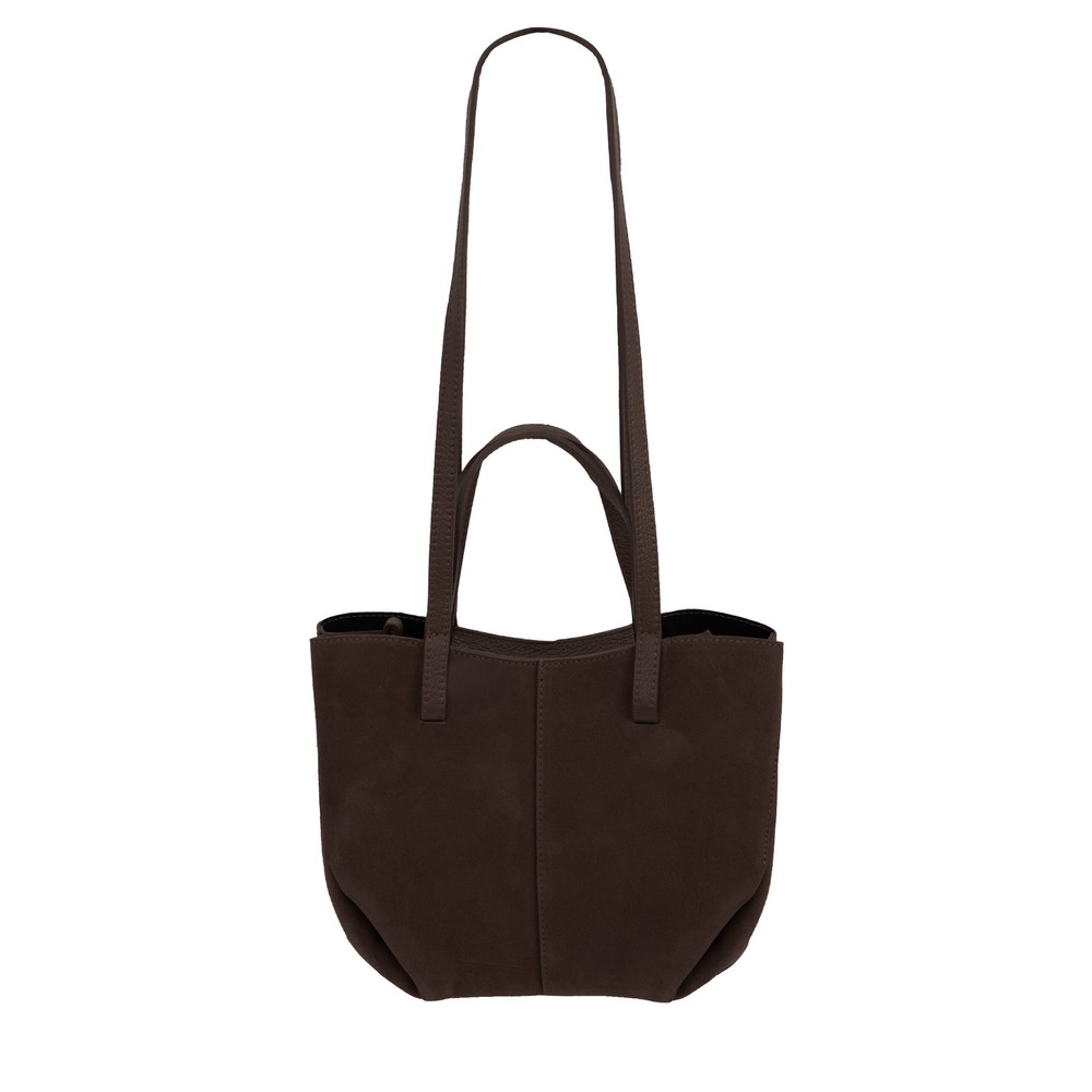 Gemini Label Bags Claudia Dark Chocolate Suede Tote Handbag Dark Chocolate