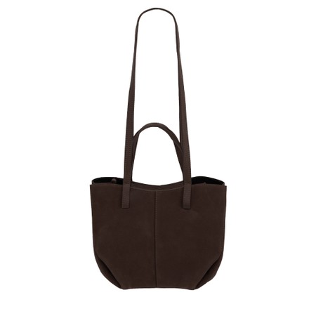 Gemini Label Bags Claudia Dark Chocolate Suede Tote Handbag - Brown