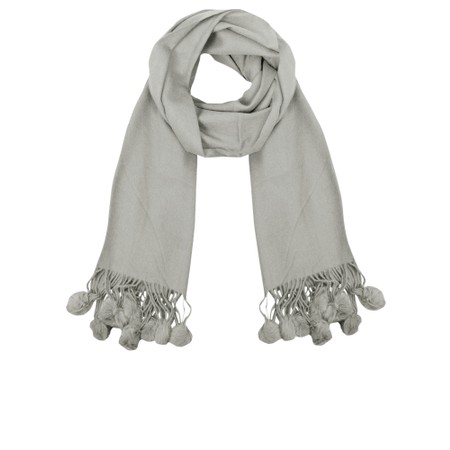 Gemini Label Accessories Lana Pom Mid Grey Wool Pashmina - Grey