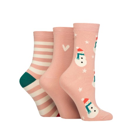 Caroline Gardner Christmas Fun 3pk Socks - Pink