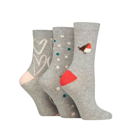Caroline Gardner Christmas Fun 3pk Socks - Grey