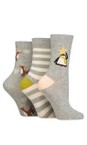 Caroline Gardner Grey Penguin/Stripe/Reindeer Christmas Fun 3pk Socks  