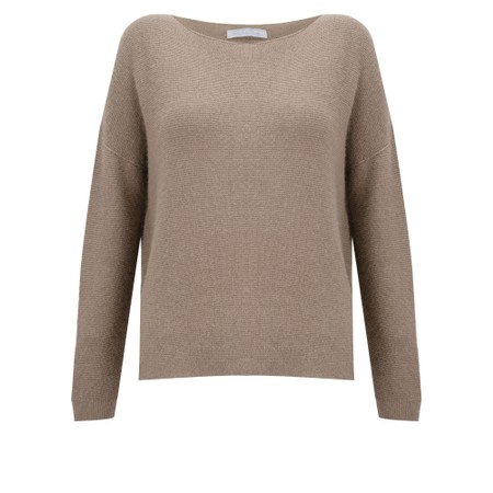 Amazing Woman Jenna Smoke Fine Rib Boat Neck Knit - Beige
