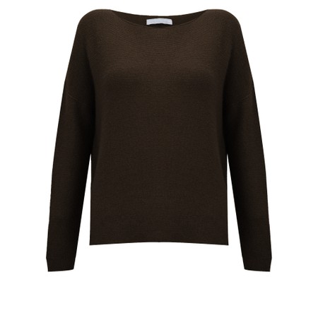 Amazing Woman Jenna Dark Chocolate Fine Rib Boat Neck Knit - Brown