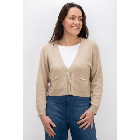 Amazing Woman Pookie Beige Cropped Supersoft Knit Cardigan - Beige
