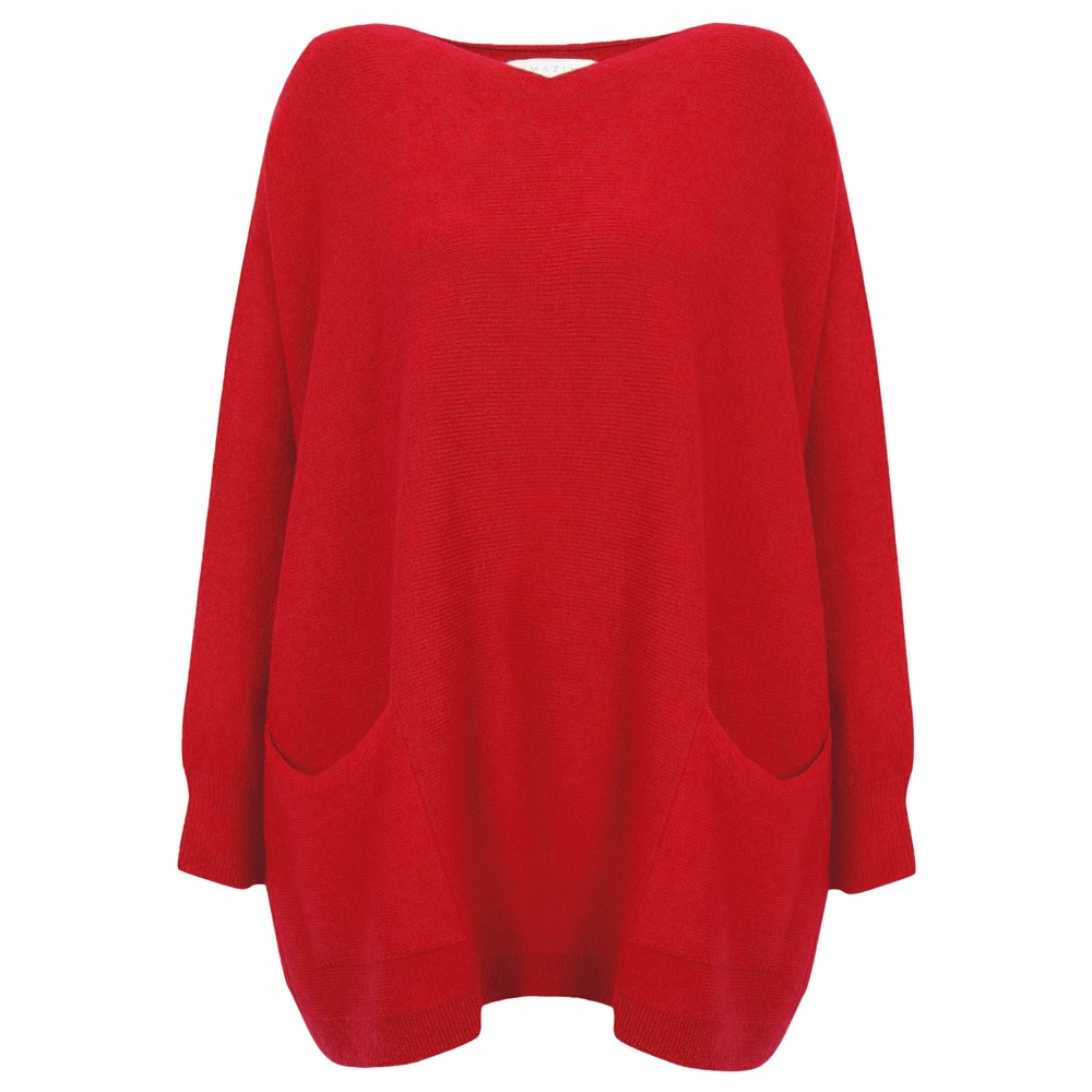 Amazing Woman Caryf X Red Round Neck Oversized Jumper Red