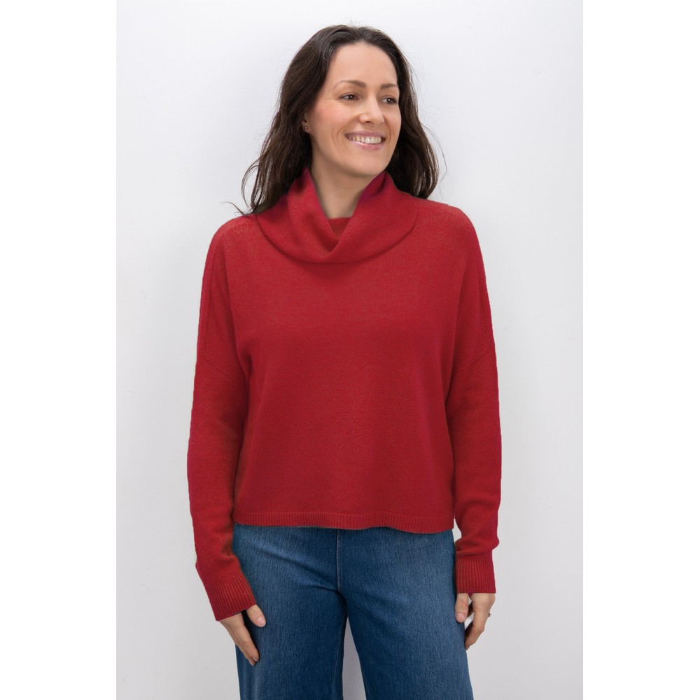 Amazing Woman Jannie Berry Red Supersoft Cowl Boxy Knit Berry Red