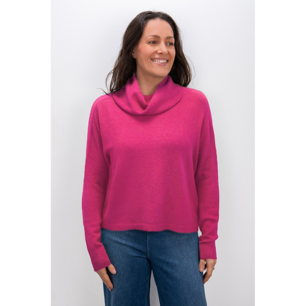 Amazing Woman Jannie Cerise Supersoft Cowl Boxy Knit Cerise