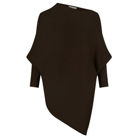 Amazing Woman Emilie Dark Chocolate Asymmetric Draped Jumper - Brown