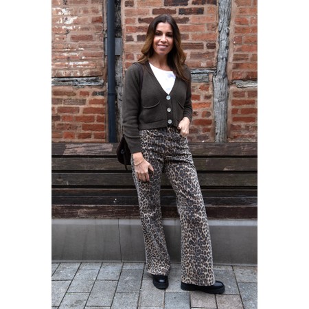 Marta Du Chateau Betsy Leopard Print Wide Jean - Beige