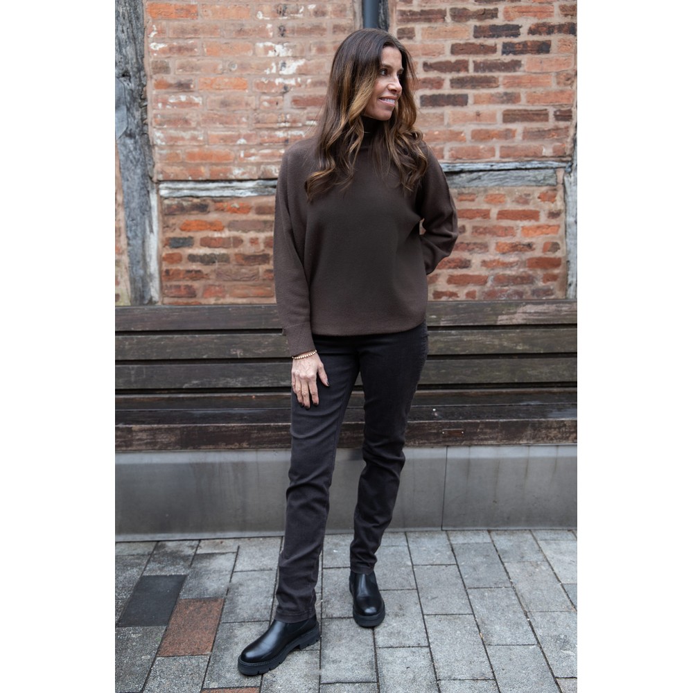 Robell Bella  Brown Slim Fit Full Length Jean Dark Brown