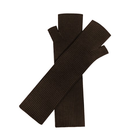 Amazing Woman Erica Fingerless Ribbed Gloves - Brown