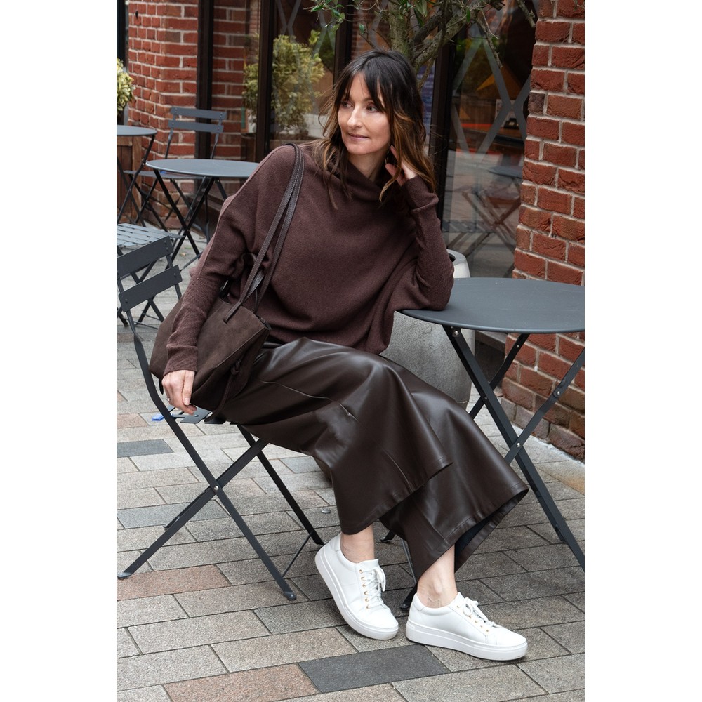 Chalk Darcy Brown Faux Leather Trouser Brown