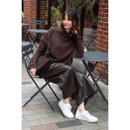 Chalk Darcy Brown Faux Leather Trouser - Brown