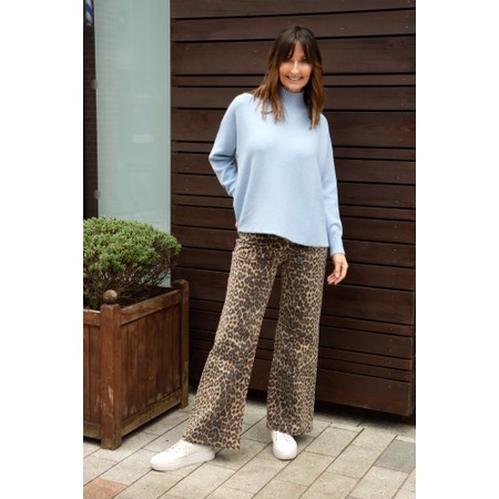 Amazing Woman Jolie Crystal Blue Boxy High Neck Knit - Blue