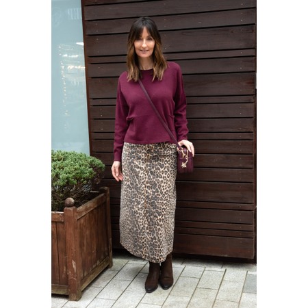 Marta Du Chateau Alfrida Leopard Print Denim Skirt - Beige