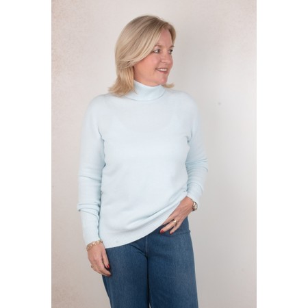 Amazing Woman Polo Pale Blue Loose Fit Polo Neck Knit - Blue