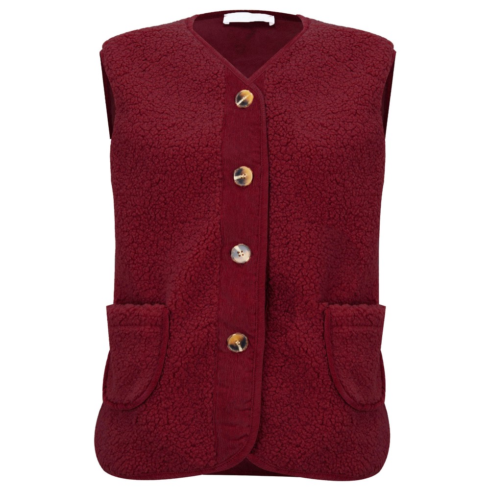 Amazing Woman Teddy Borg Fleece Gilet Berry Red Rouge