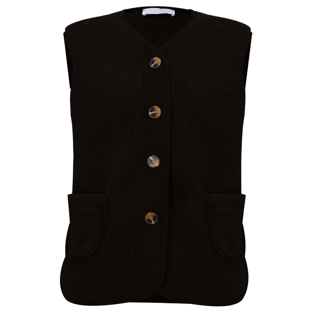 Amazing Woman Teddy Borg Fleece Gilet Black 