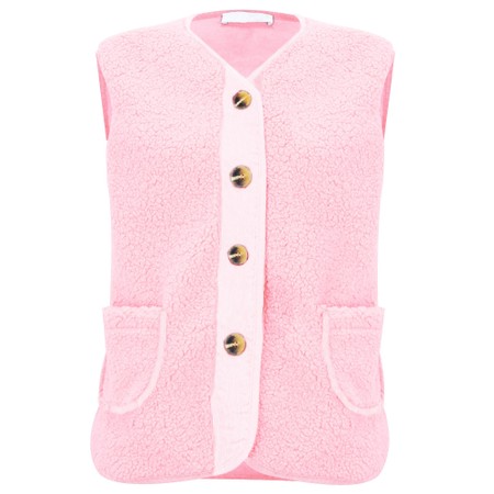 Amazing Woman Teddy Borg Fleece Gilet - Pink