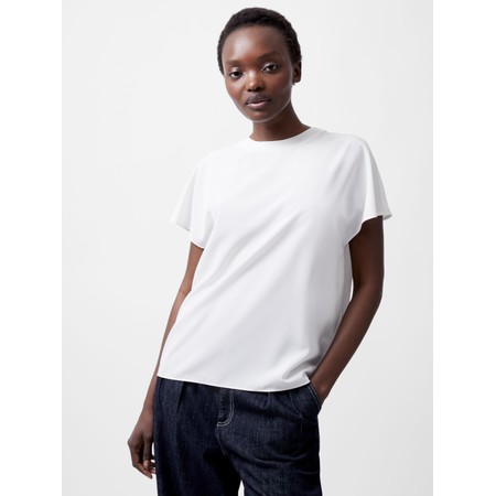 French Connection Capriana Winter White Recycled Crepe Crew Neck Top - Off-White