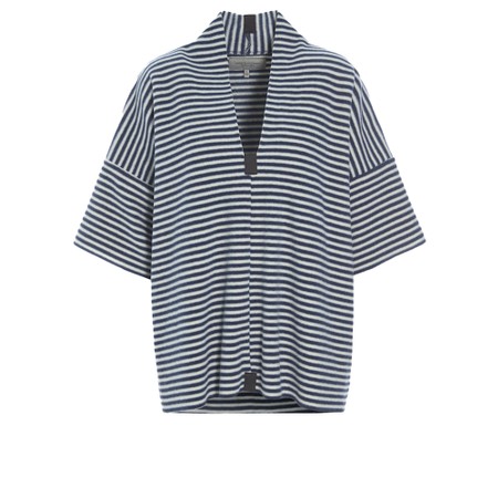 Henriette Steffensen V Neck Short Sleeve Fleece Pullover - Blue