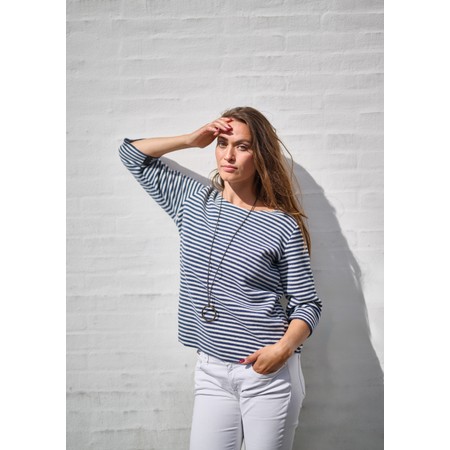 Henriette Steffensen Bluser Denim Striped Fleece Blouse With Pendant - Blue