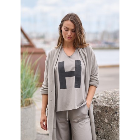 Henriette Steffensen H Print V-Neck Top - Grey