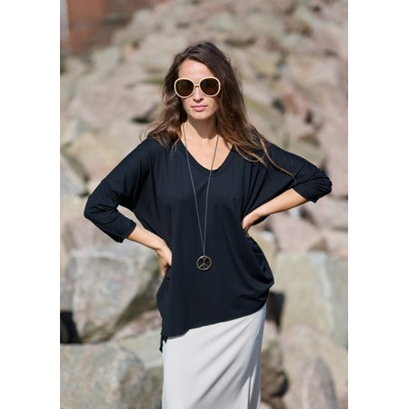 Henriette Steffensen Black Oversized Jersey T-shirt with Necklace - Black