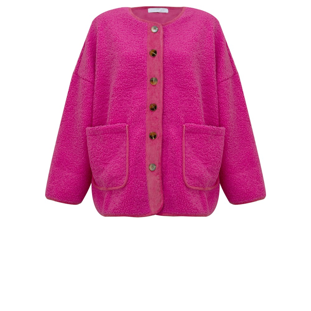 Amazing Woman Teddy Magenta Oversized Borg Jacket Magenta