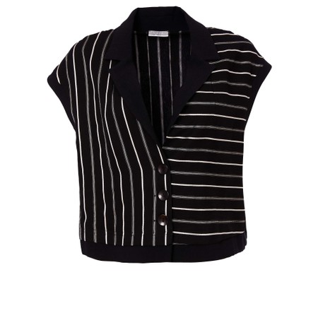 Naya Naya Stripe Contrast Wasitcoat - Black